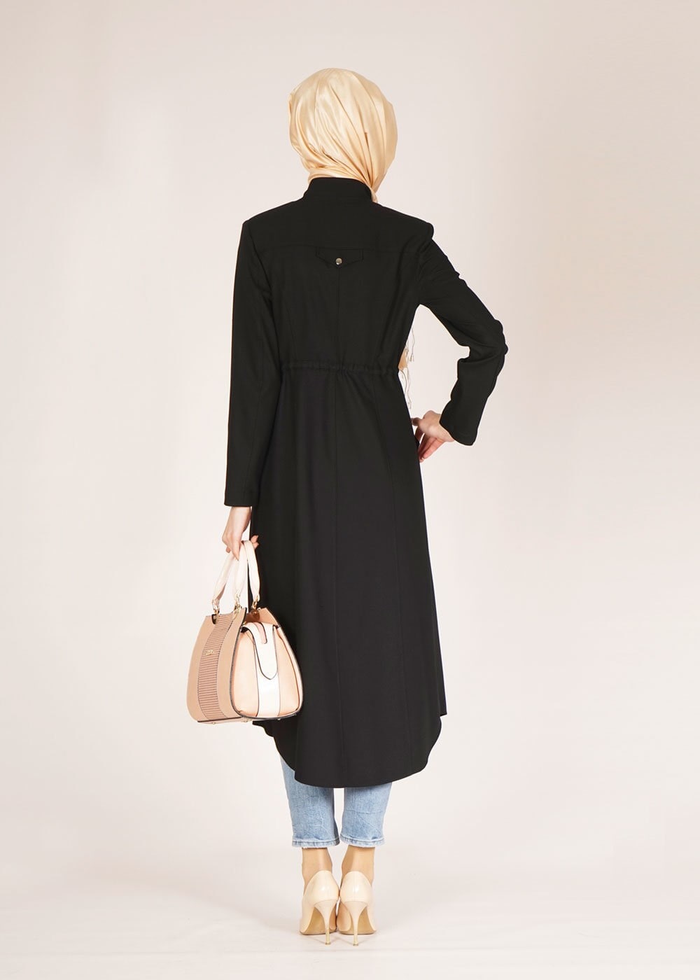 Tesettür giyim SİYAH 1518 DORATES TRENCH 38/46 TEK38