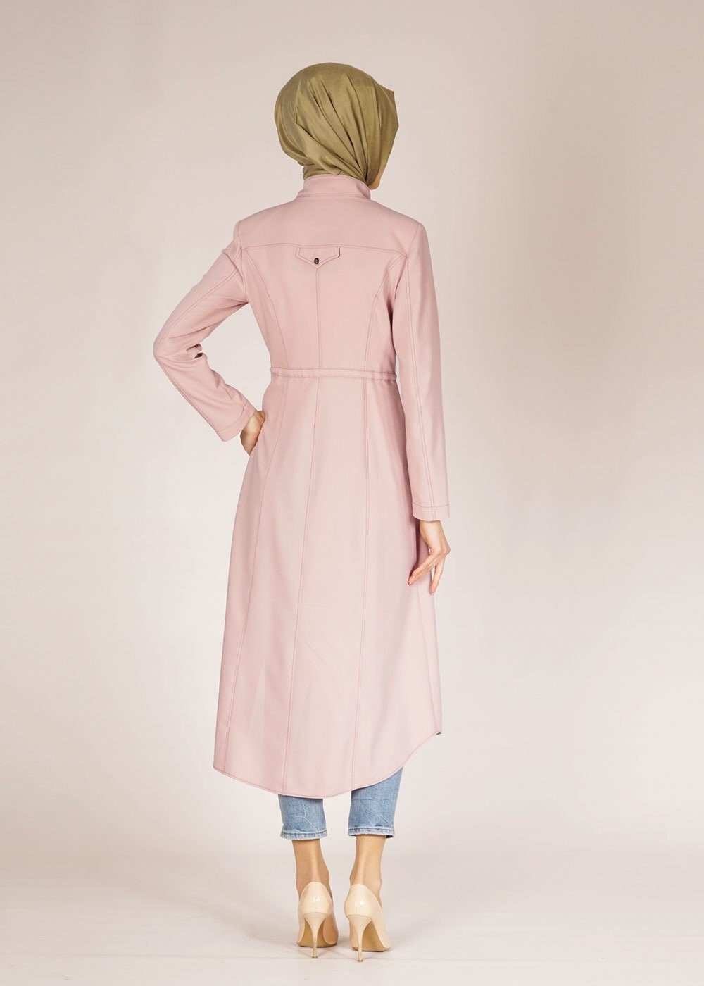 Tesettür giyim PUDRA 1518 DORATES TRENCH 38/46 TEK38