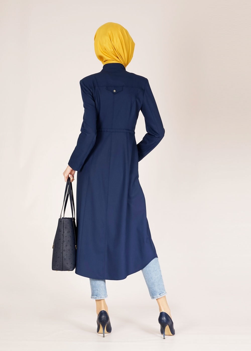 Tesettür giyim LACİVERT 1518 DORATES TRENCH 38/46 TEK38