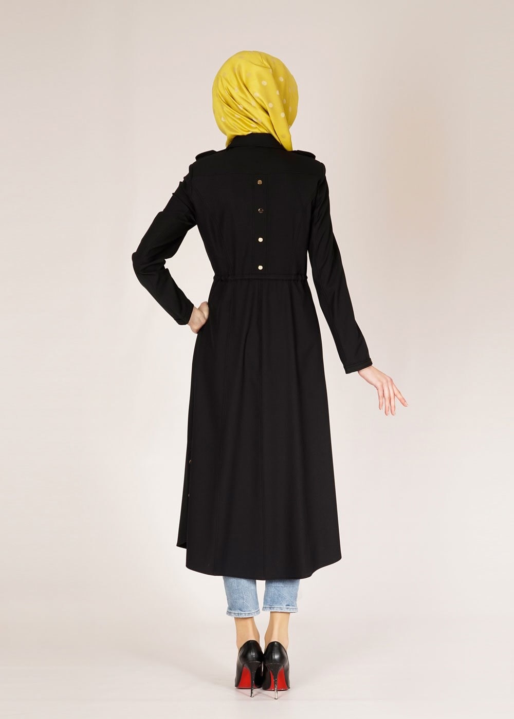 Tesettür giyim SİYAH 1521 Beliz 8168 Tesettür Trench