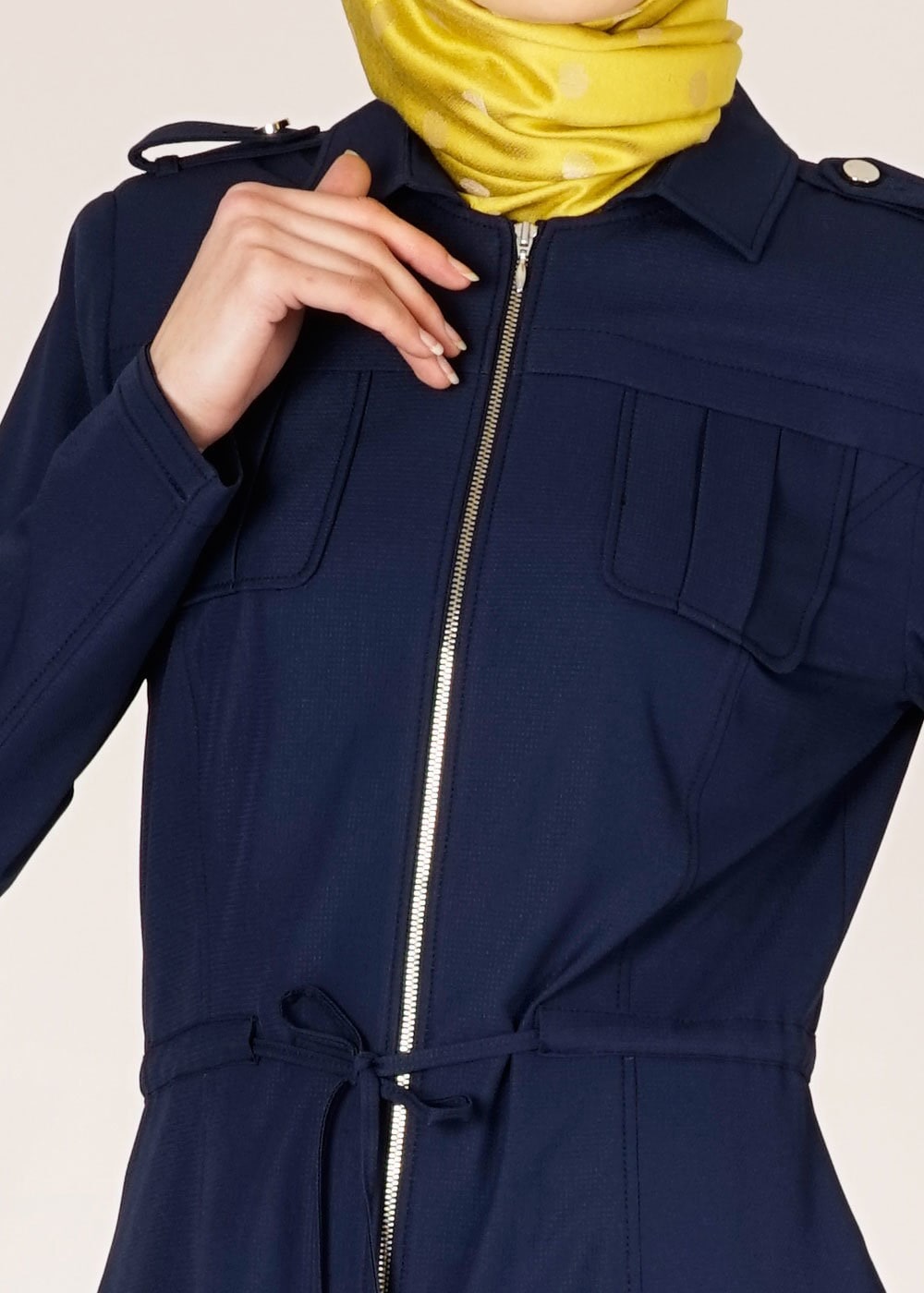 Tesettür giyim LACİVERT 1521 Beliz 8168 Tesettür Trench