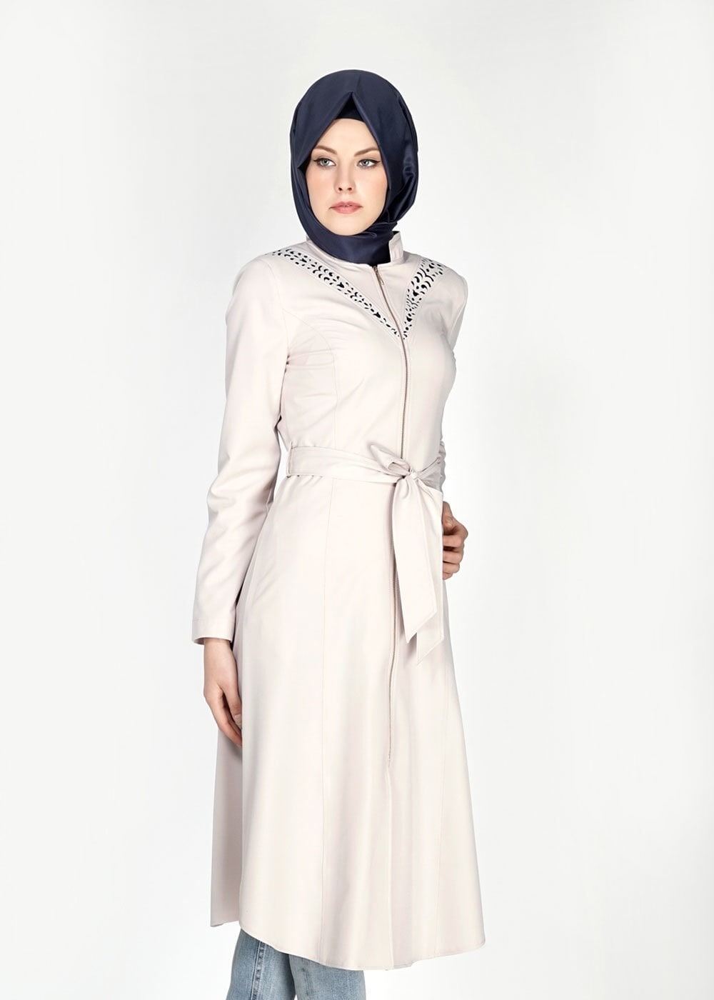 Tesettür giyim BEJ 1526 Beliz Tesettür Trench