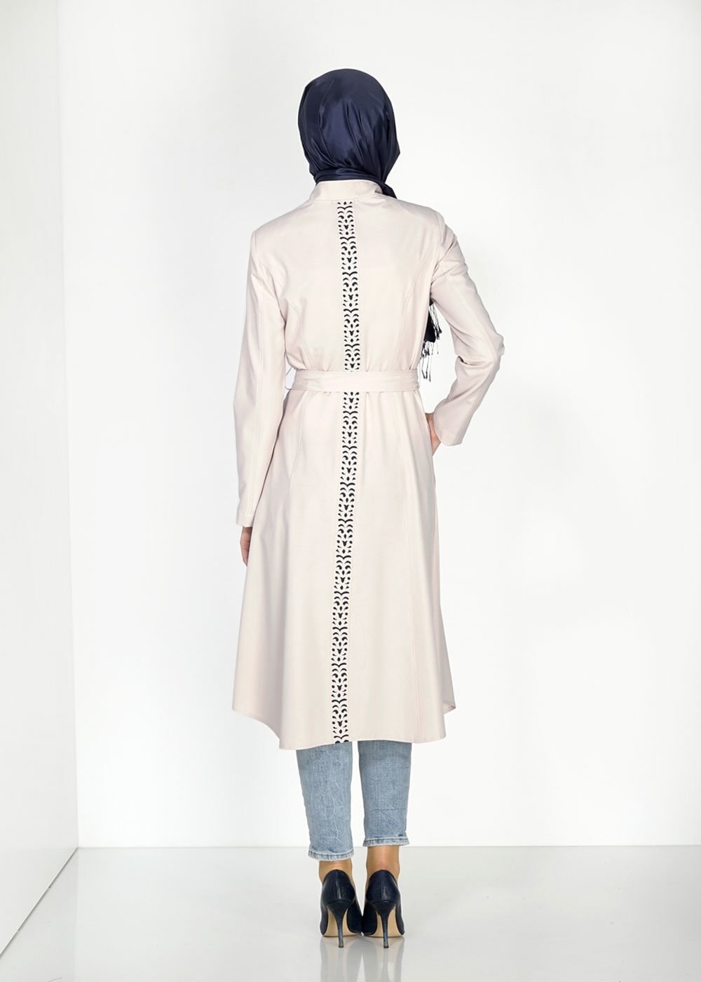 Tesettür giyim BEJ 1526 Beliz Tesettür Trench