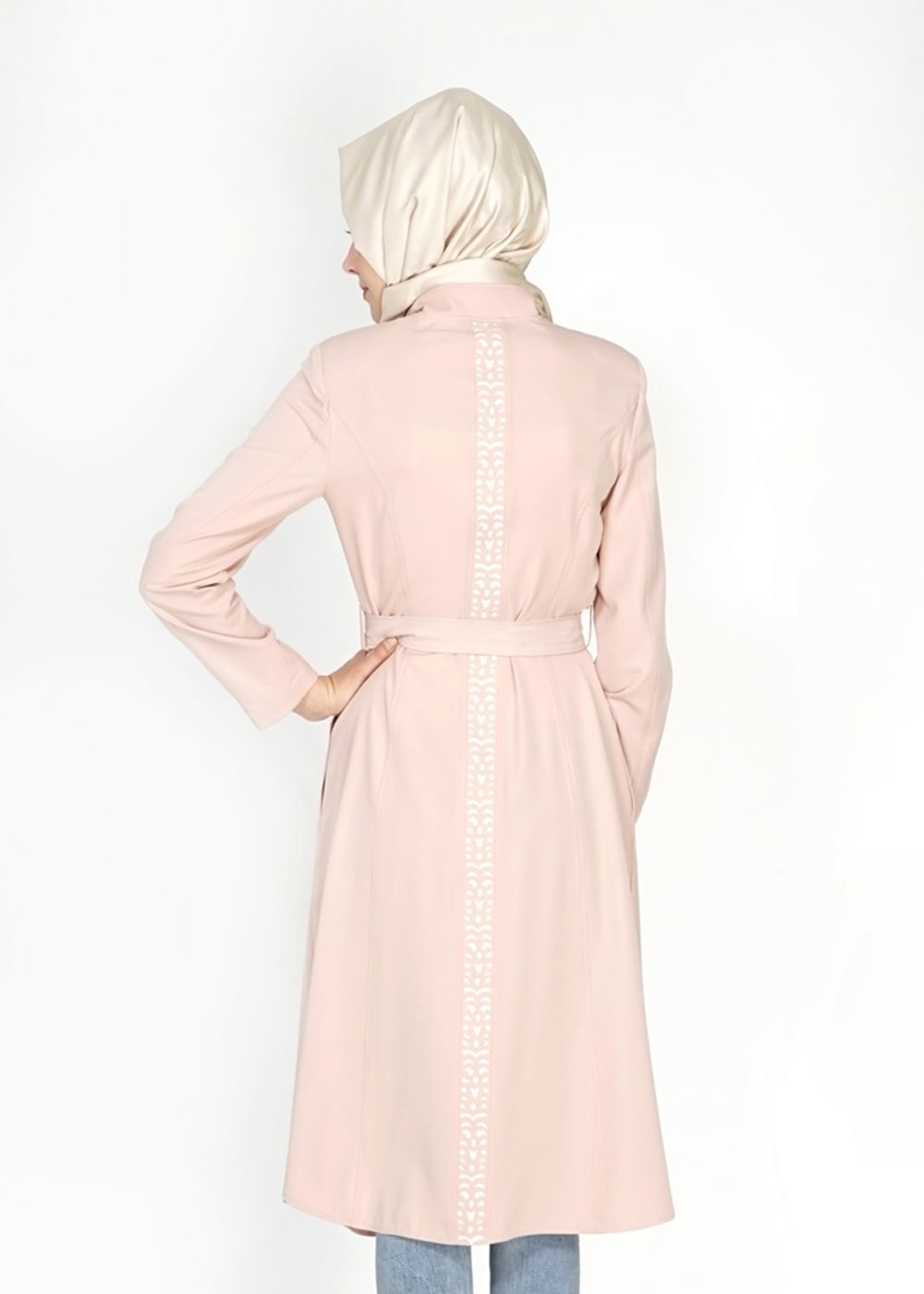 Tesettür giyim PUDRA 1526 Beliz Tesettür Trench