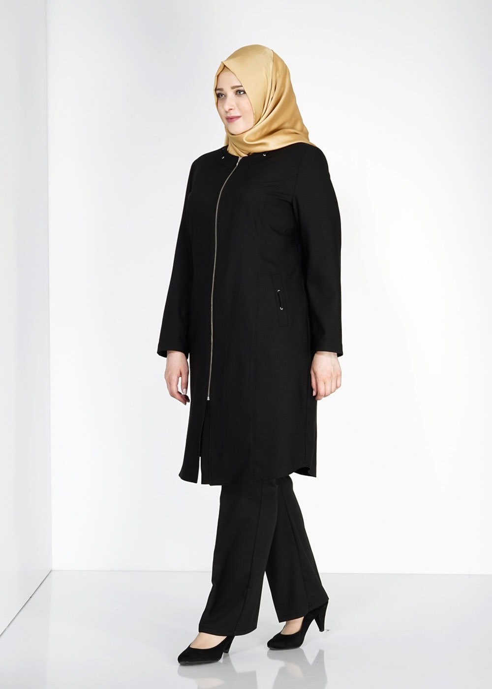 Tesettür giyim SİYAH 1529 Duke Tesettür Trench