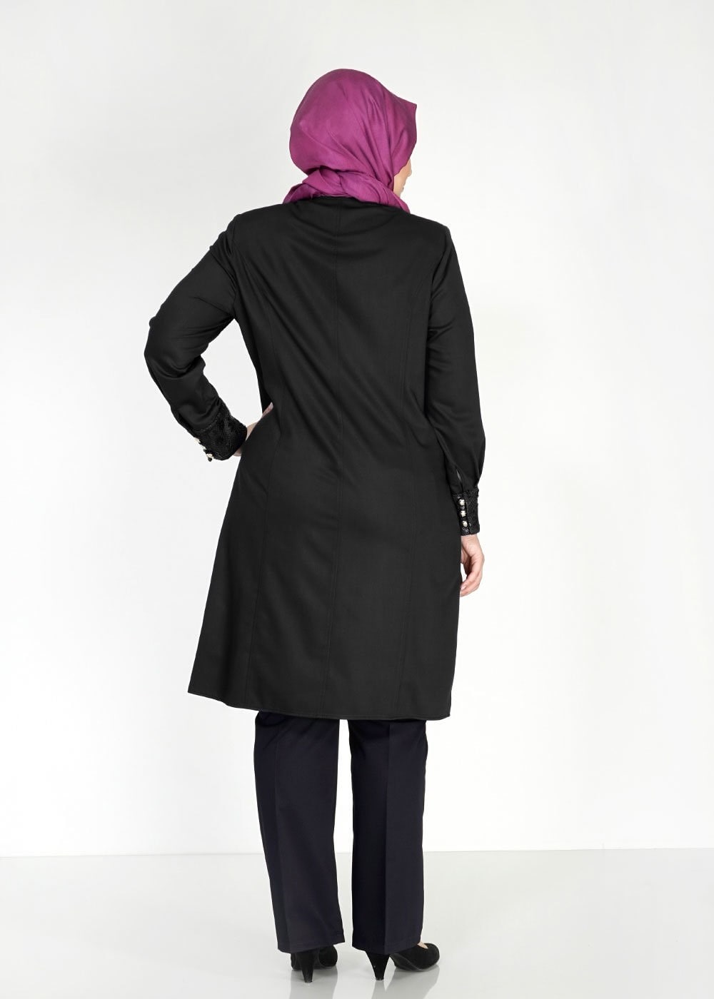 Tesettür giyim SİYAH 1543 Natalia Tesettür Trench