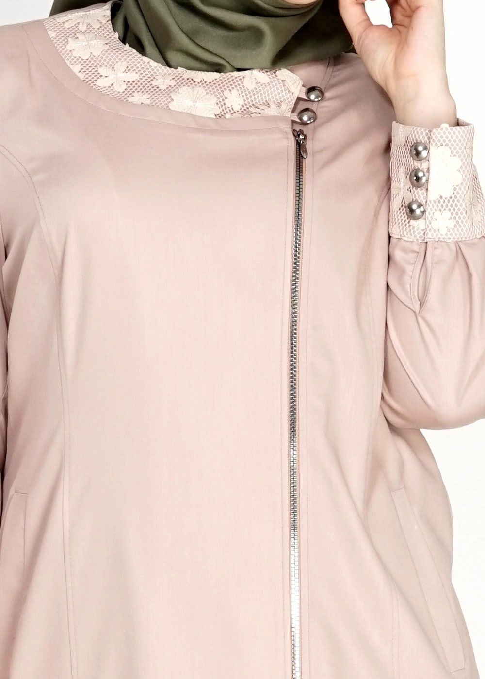 Tesettür giyim PUDRA 1543 Natalia Tesettür Trench