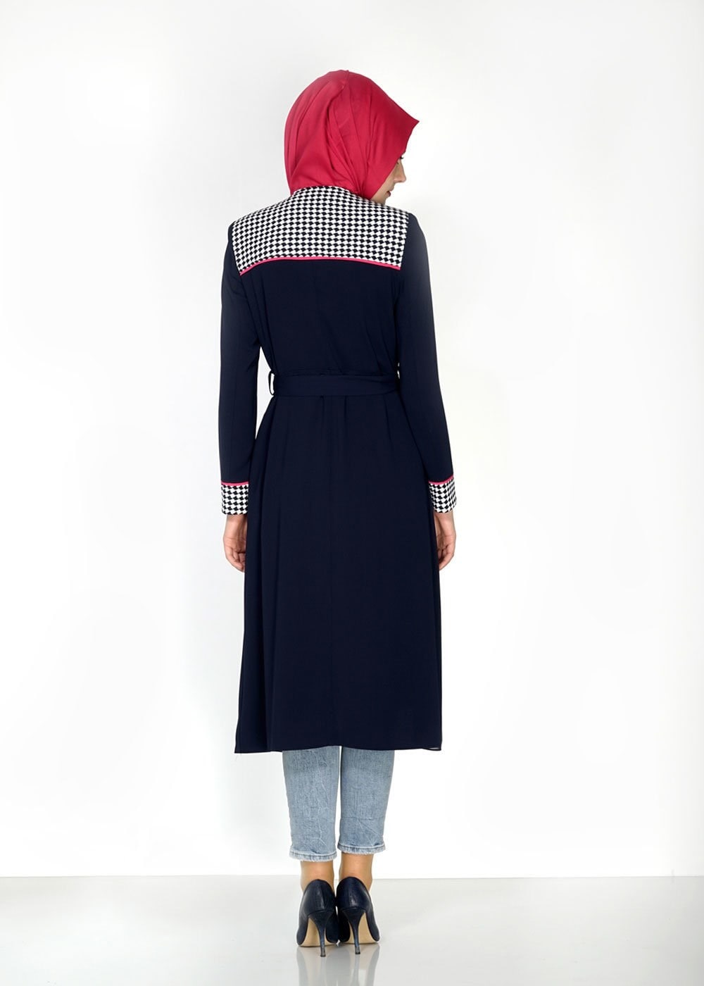 Tesettür giyim LACİVERT 1546 Farah Tesettür Trench