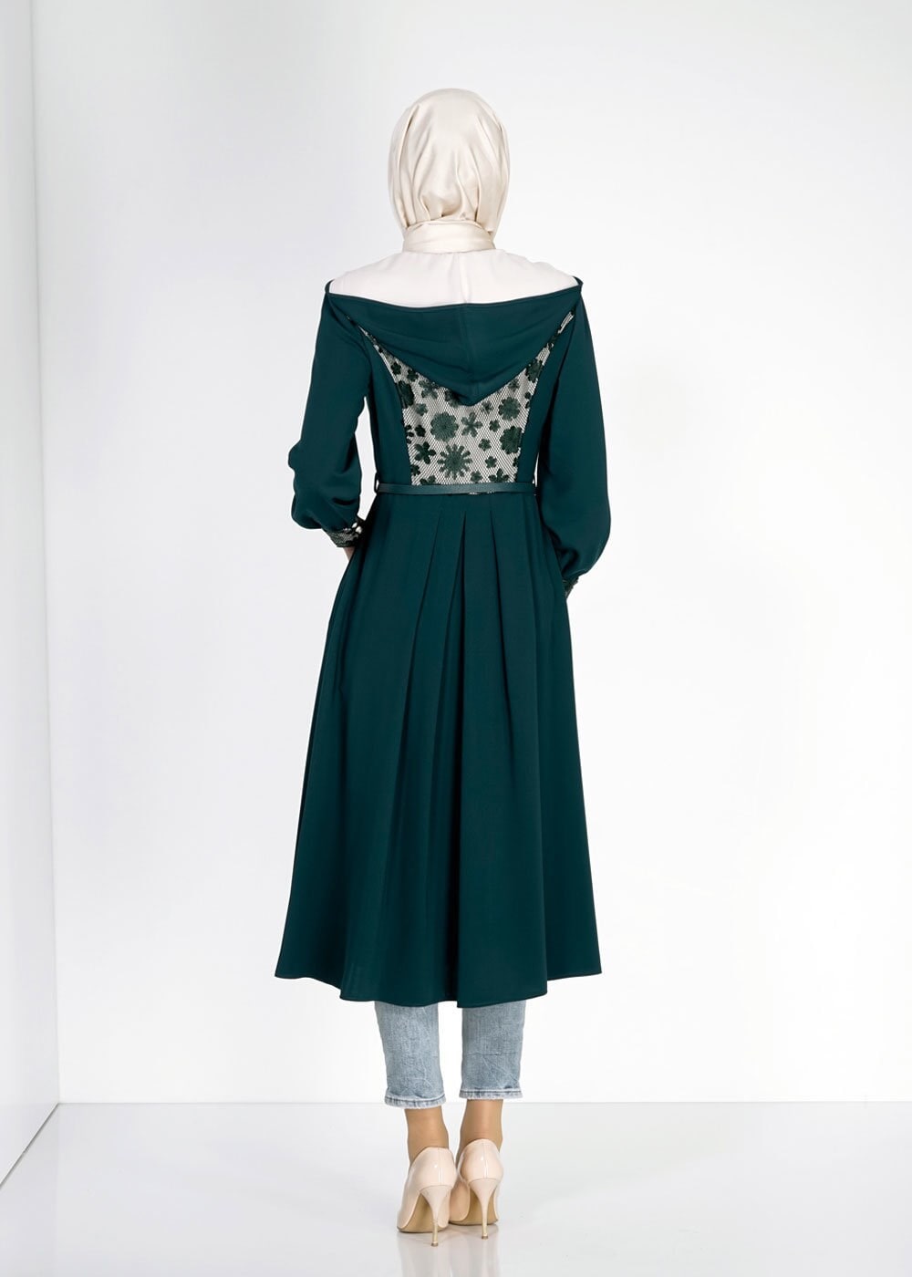 Tesettür giyim YEŞİL 1547 Farah Tesettür Trench