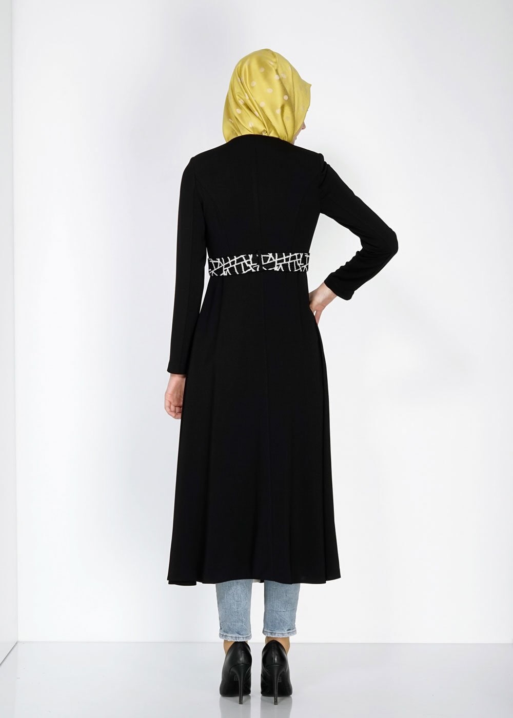 Tesettür giyim SİYAH 1548 Farah 6288 Tesettür Trench