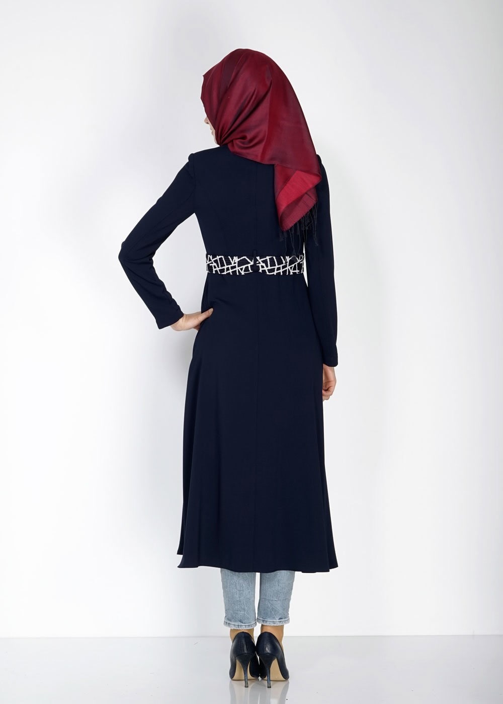 Tesettür giyim LACİVERT 1548 Farah 6288 Tesettür Trench