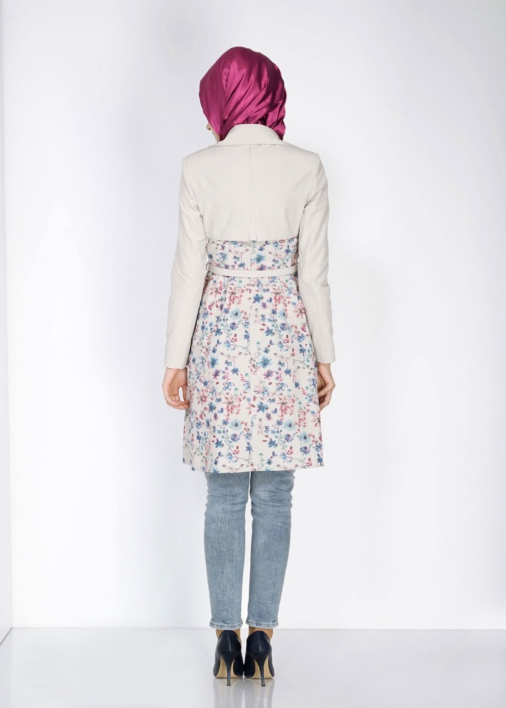 Tesettür giyim LACİVERT 1551 Ranger Emp Tesettür Trench