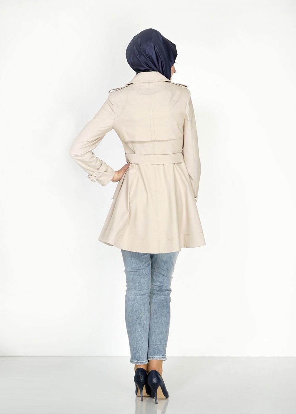 Tesettür giyim BEJ 1552 Soraya Tesettür Trench