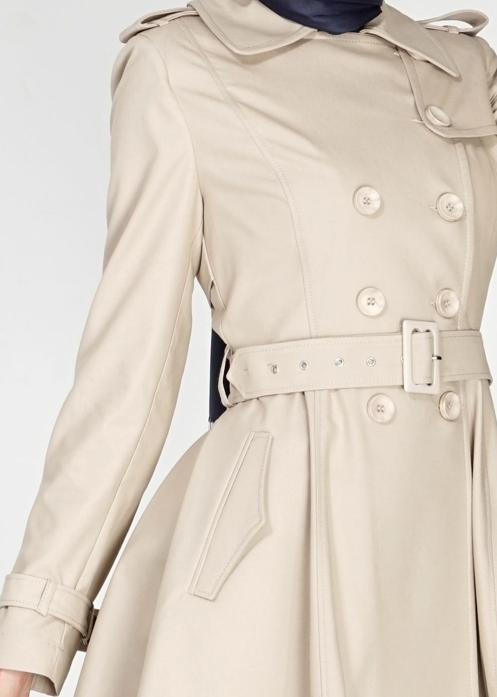 Tesettür giyim BEJ 1552 Soraya Tesettür Trench