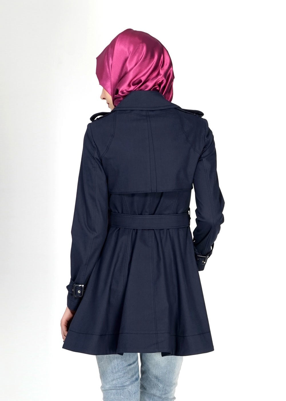 Hijab clothing NAVY BLUE 1552 Soraya Tesettür Trench