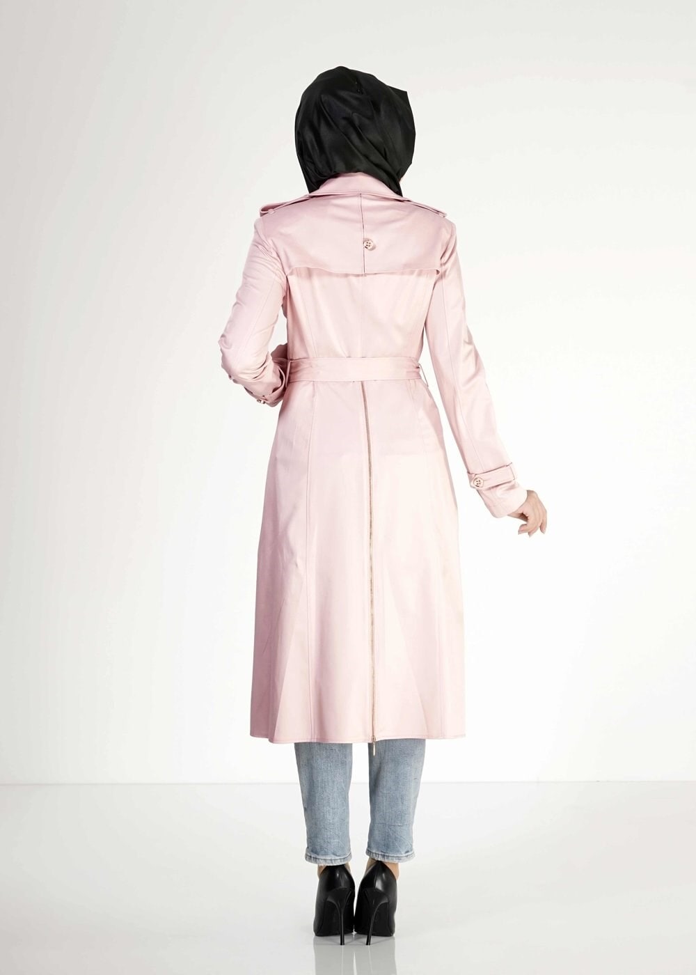 Tesettür giyim PUDRA 1553 Peren Tesettür Trench