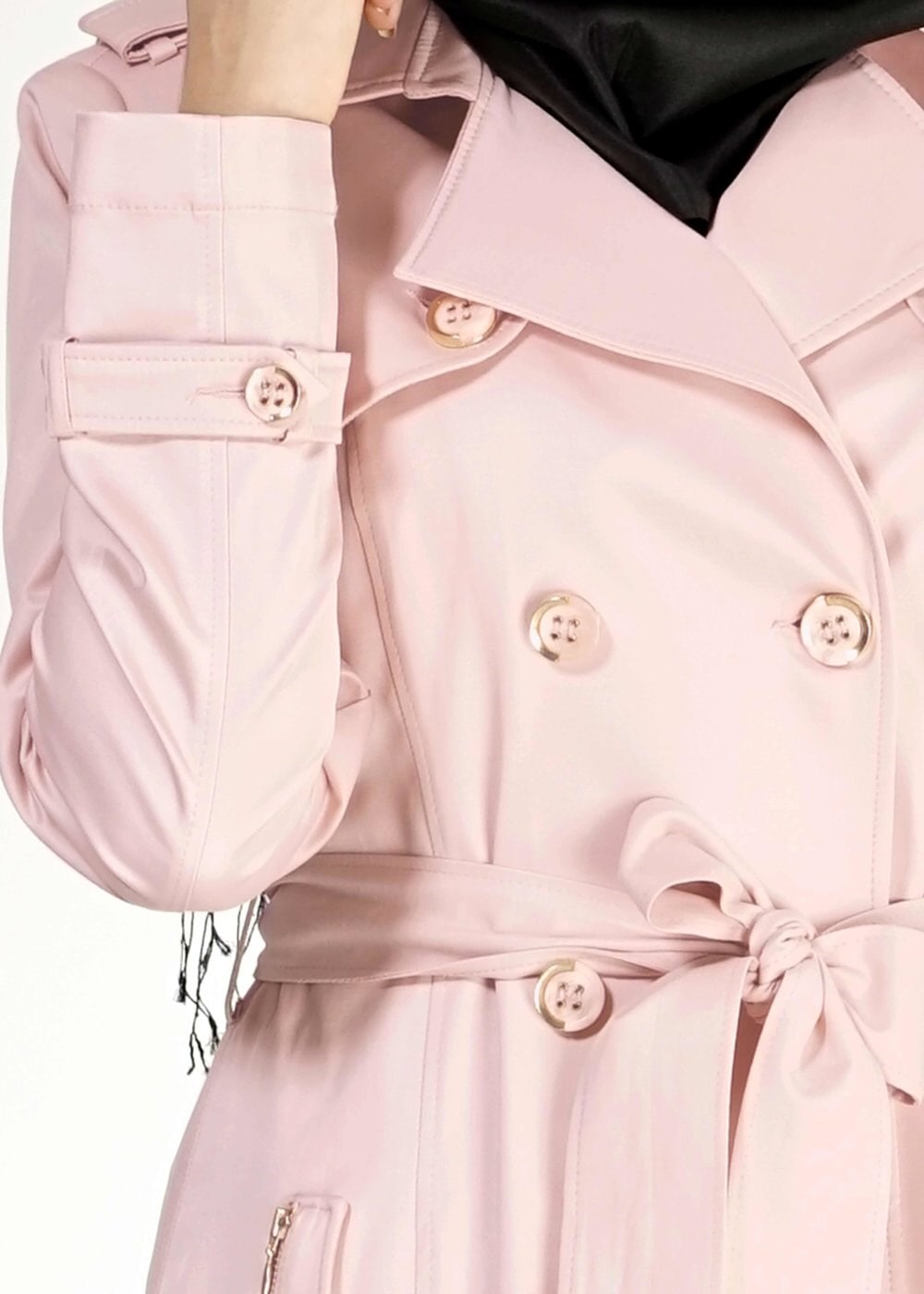 Tesettür giyim PUDRA 1553 Peren Tesettür Trench