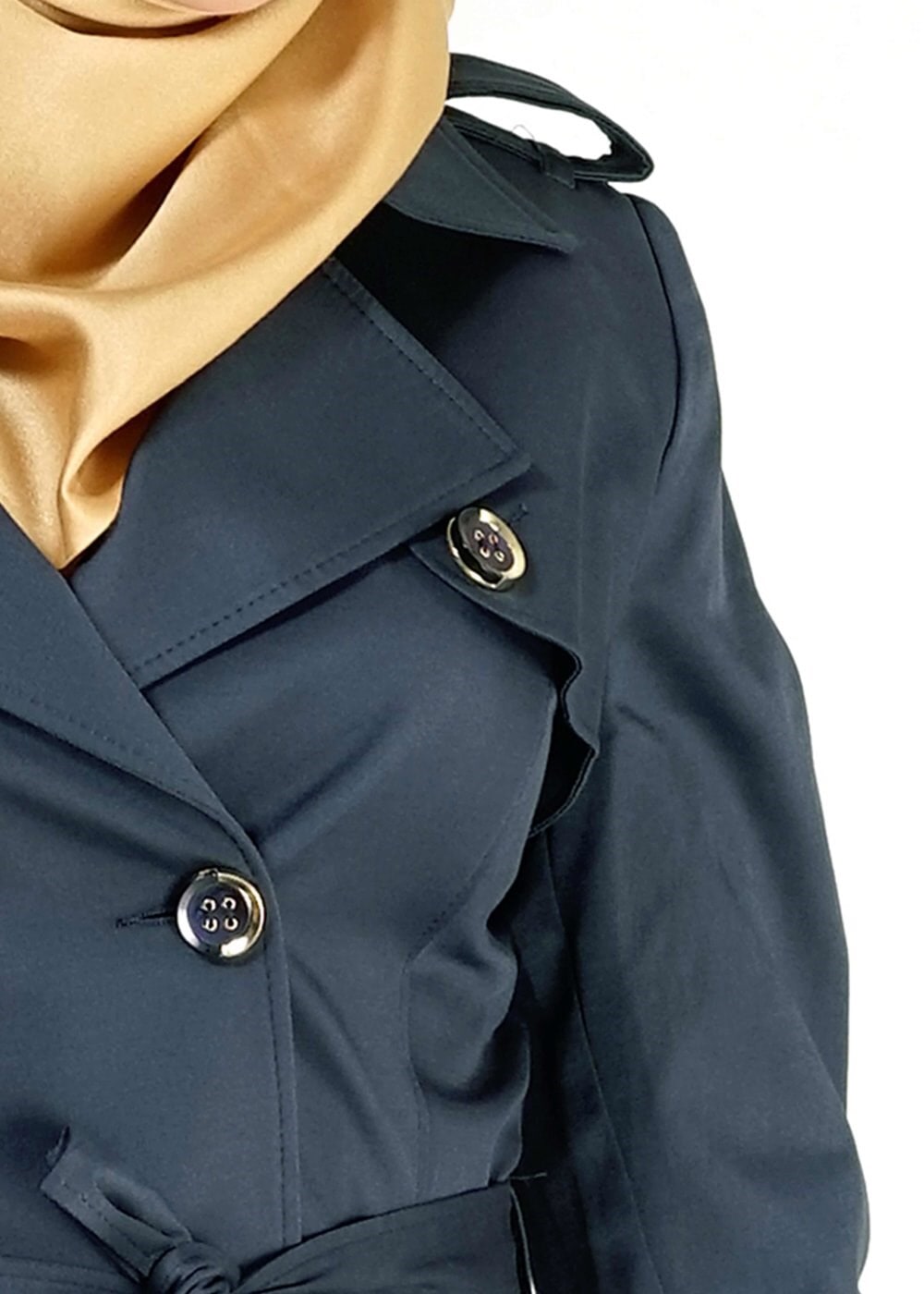 Tesettür giyim LACİVERT 1553 Peren Tesettür Trench