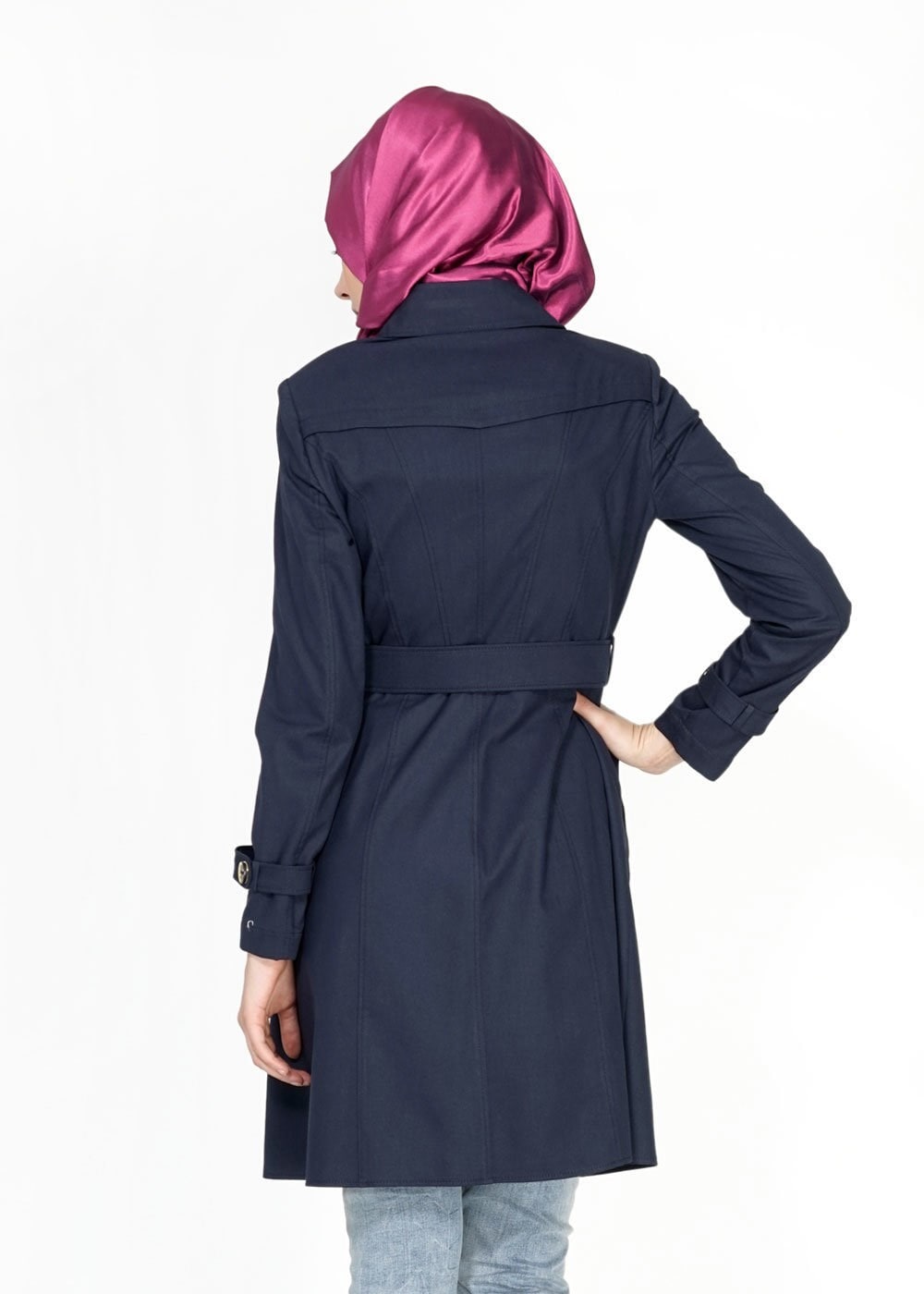 Tesettür giyim LACİVERT 1554 Soraya Tesettür Trenç