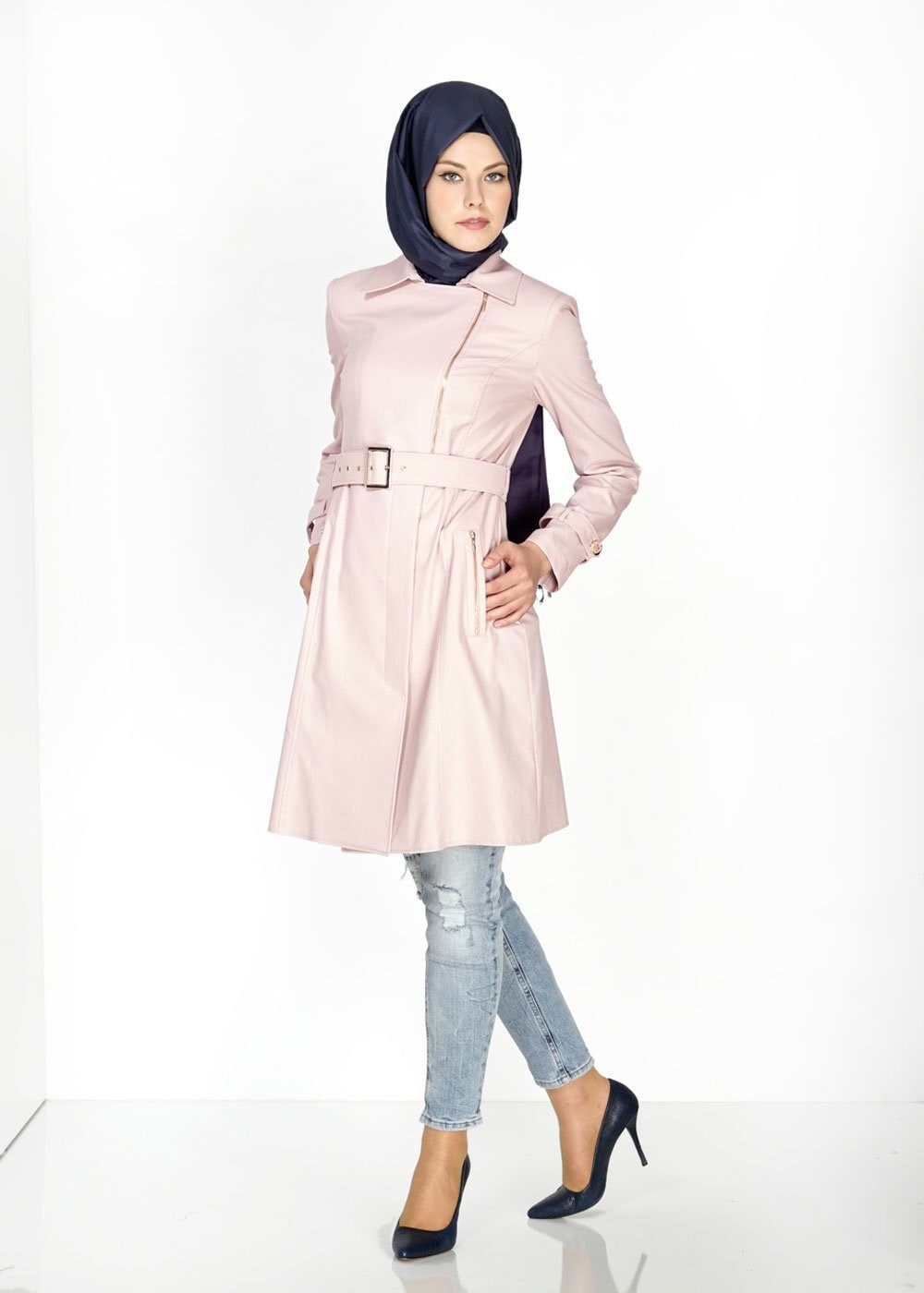 Tesettür giyim PUDRA 1554 Soraya Tesettür Trenç
