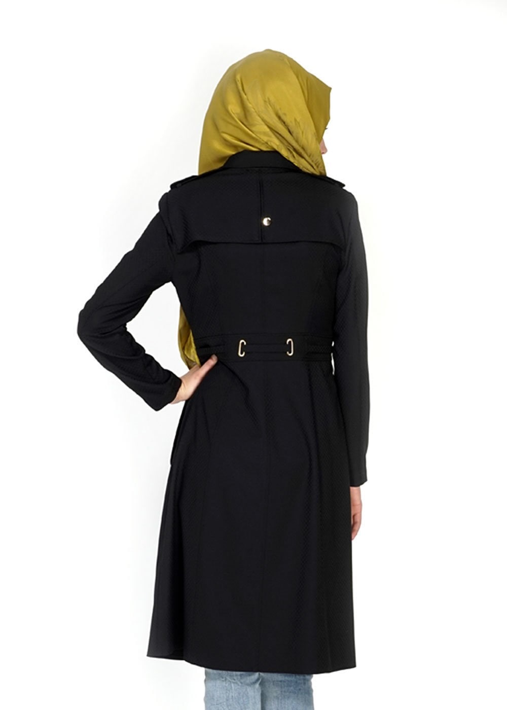 Tesettür giyim SİYAH 1555 Duygu Tesettür Trench