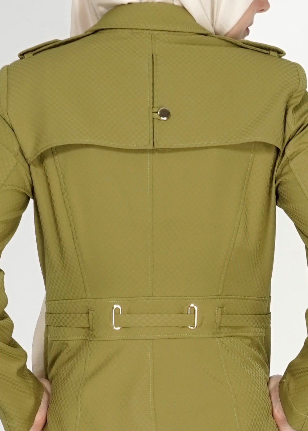 Tesettür giyim YEŞİL 1555 Duygu Tesettür Trench