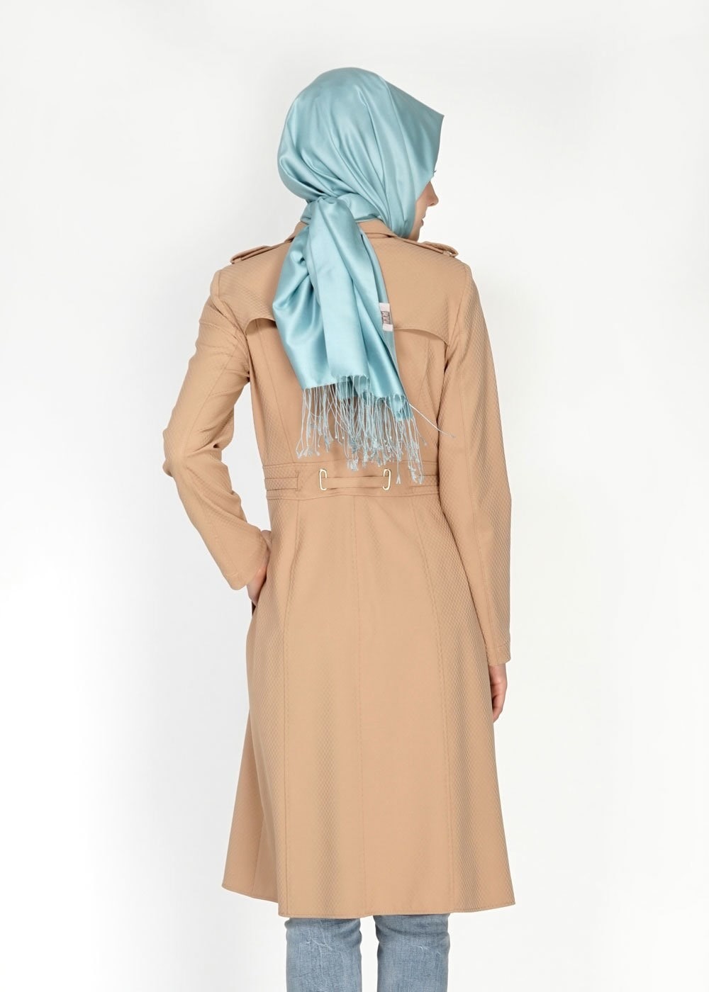 Tesettür giyim KAHVE 1555 Duygu Tesettür Trench