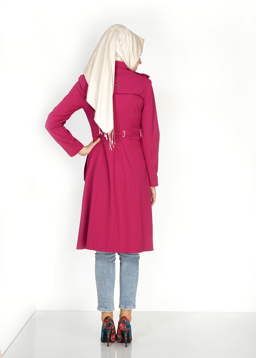 Tesettür giyim FUŞYA 1555 Duygu Tesettür Trench