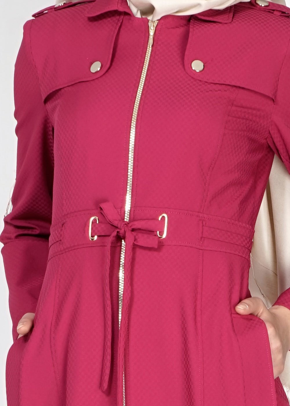 Tesettür giyim FUŞYA 1555 Duygu Tesettür Trench