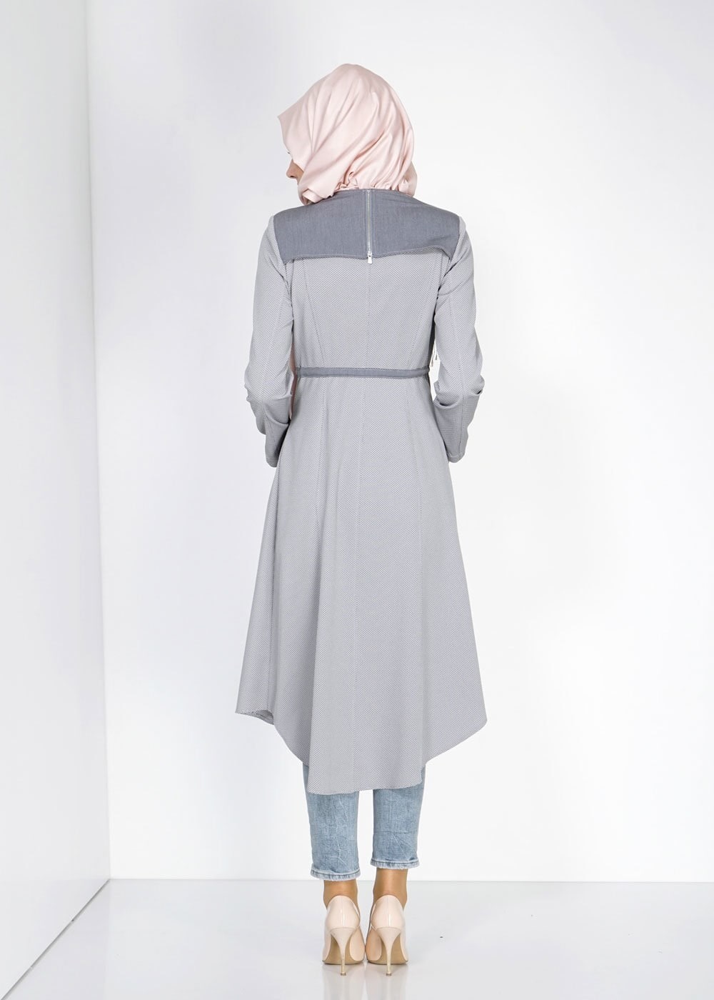 Tesettür giyim LACİVERT 1556 Berta Tesettür Trench