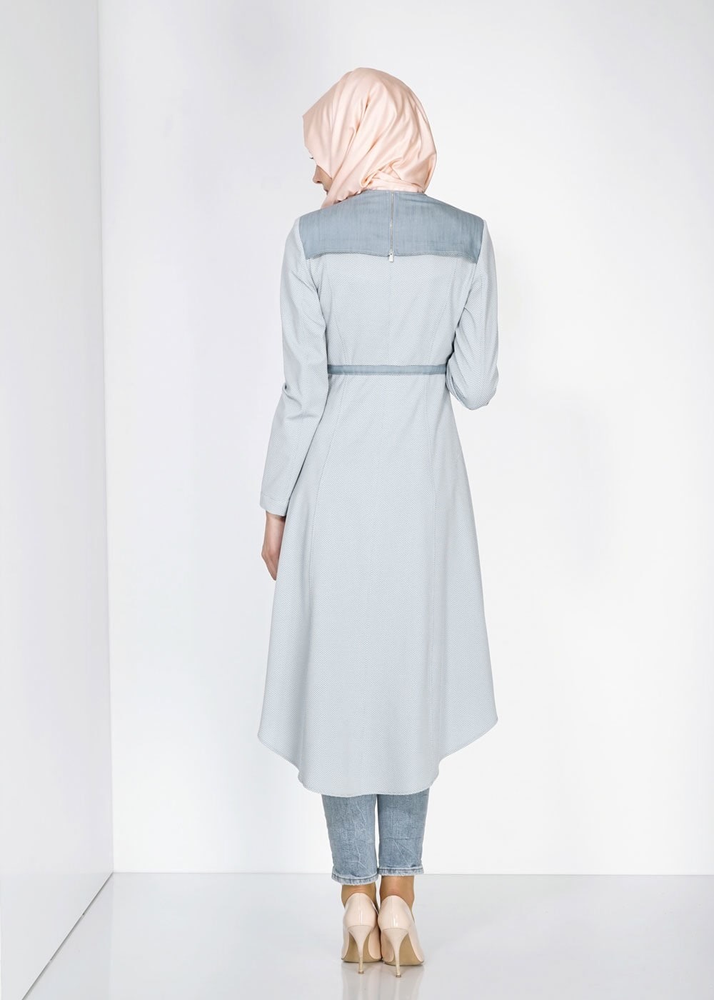 Tesettür giyim GRİ 1556 Berta Tesettür Trench