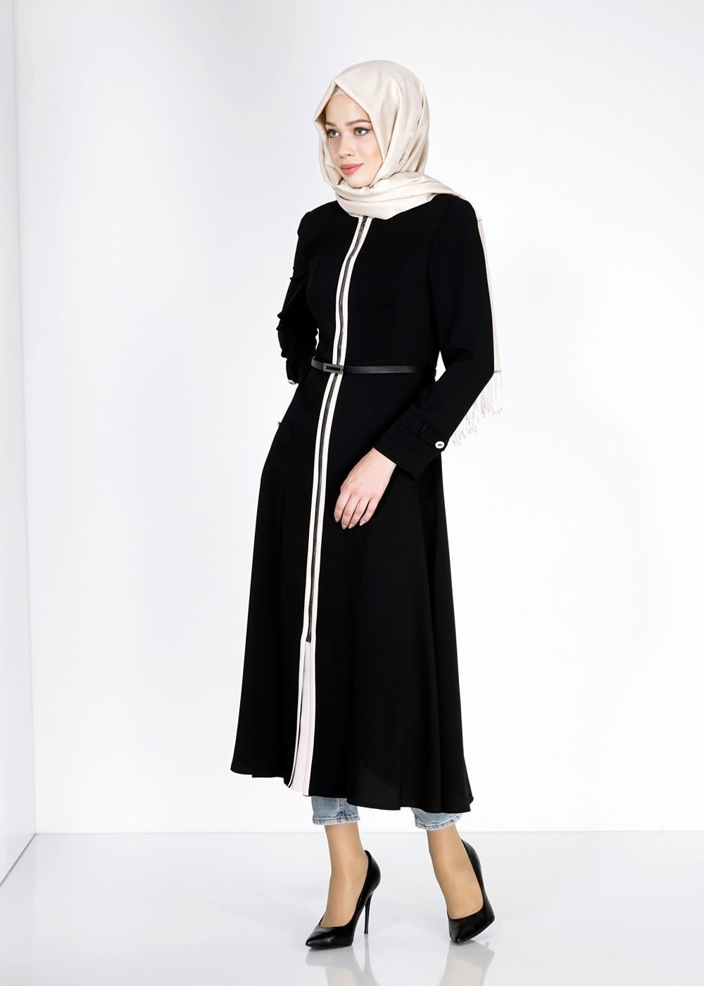 Tesettür giyim SİYAH 1565 Marca Tesettür Trench