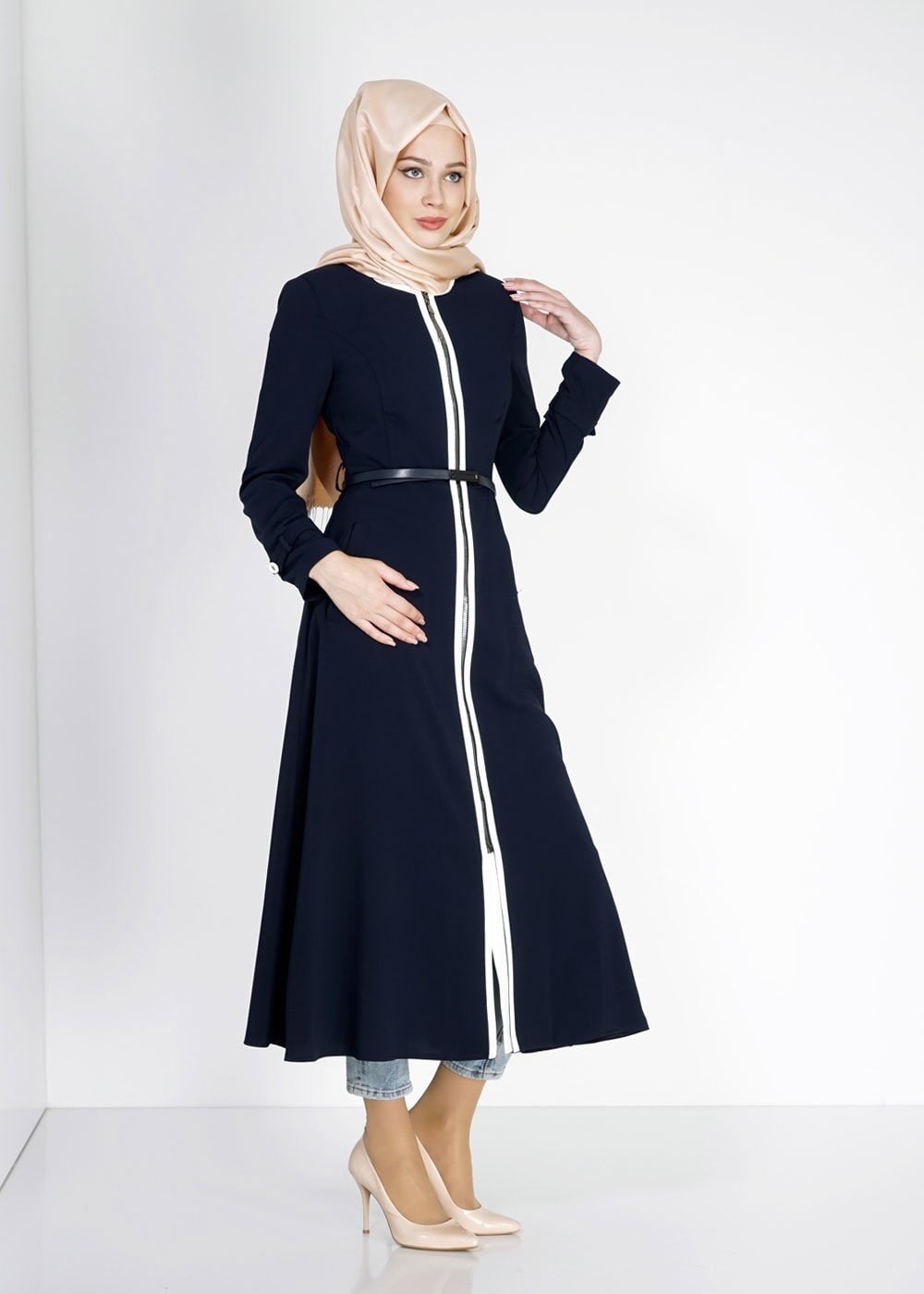 Tesettür giyim LACİVERT 1565 Marca Tesettür Trench