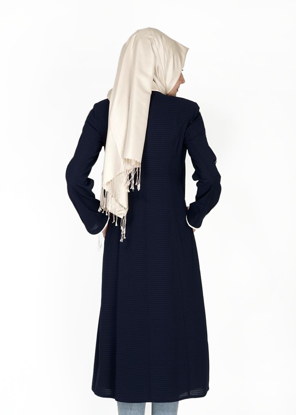Tesettür giyim LACİVERT 1567 Uvertur Tesettür Trench