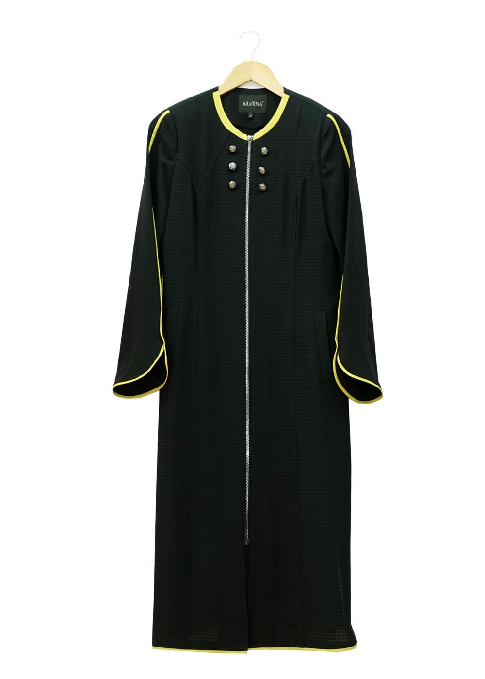 Tesettür giyim SİYAH FERMUARLI DÜĞME DETAYLI CEPLİ TRENÇKOT 1570