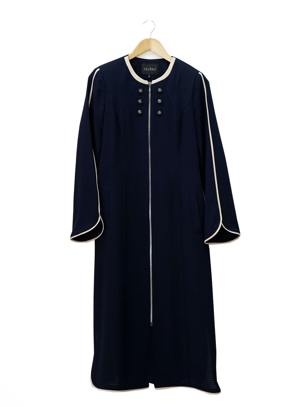 Tesettür giyim LACİVERT FERMUARLI DÜĞME DETAYLI CEPLİ TRENÇKOT 1570