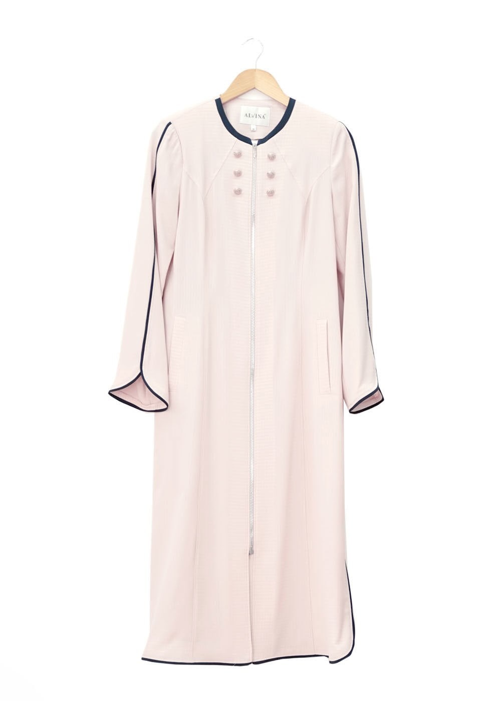 Tesettür giyim PUDRA FERMUARLI DÜĞME DETAYLI CEPLİ TRENÇKOT 1570