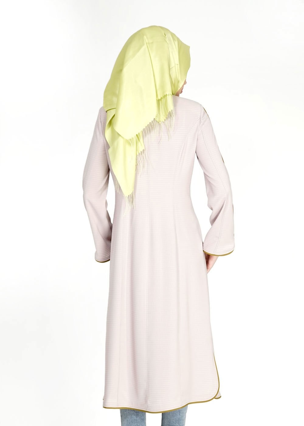 Tesettür giyim BEJ FERMUARLI DÜĞME DETAYLI CEPLİ TRENÇKOT 1570