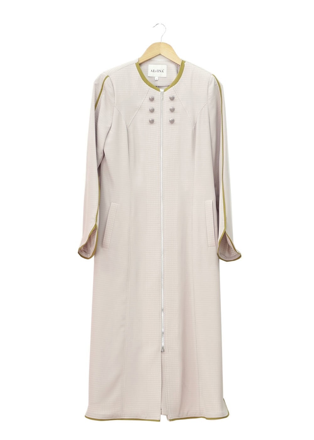 Tesettür giyim BEJ FERMUARLI DÜĞME DETAYLI CEPLİ TRENÇKOT 1570