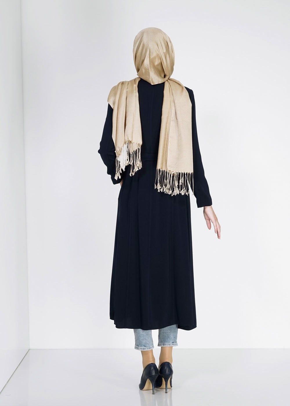 Tesettür giyim LACİVERT 1571 Virona Tesettür Trench