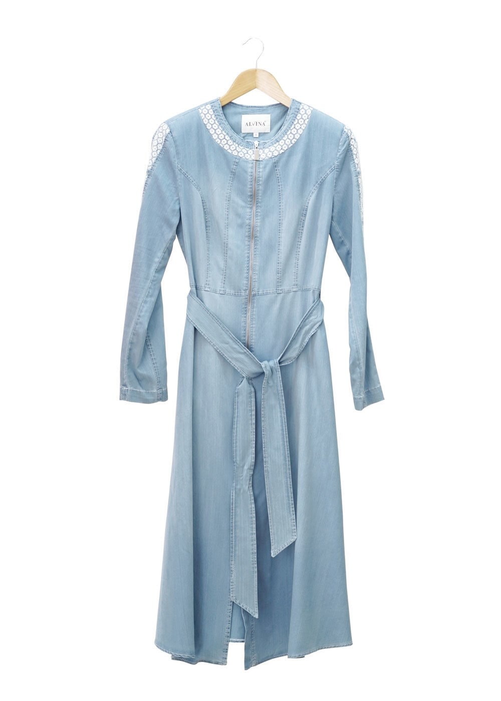 Tesettür giyim MAVİ 1574 Maryel Flamlı Tesettür Trench