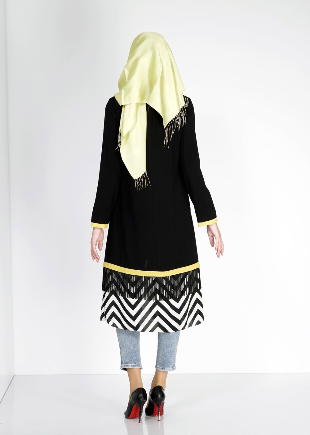 Hijab clothing BLACK 1576 Sufle Tesettür Trench