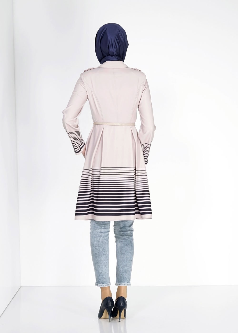 Tesettür giyim BEJ 1579 Farah Tesettür Trench