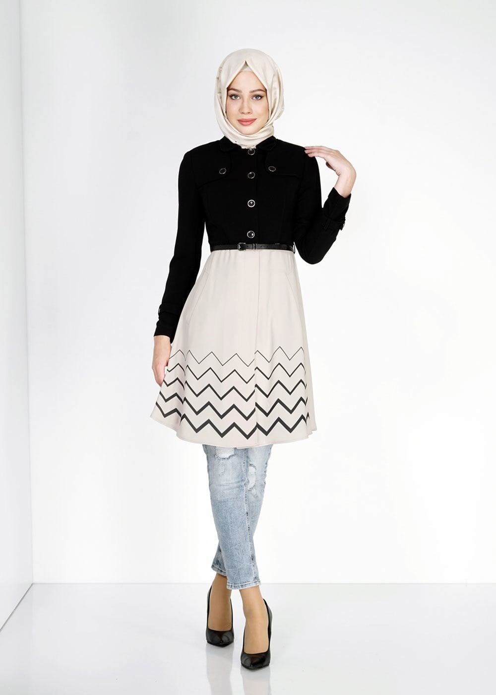 Hijab clothing BLACK 1583 Farah Tesettür Trench