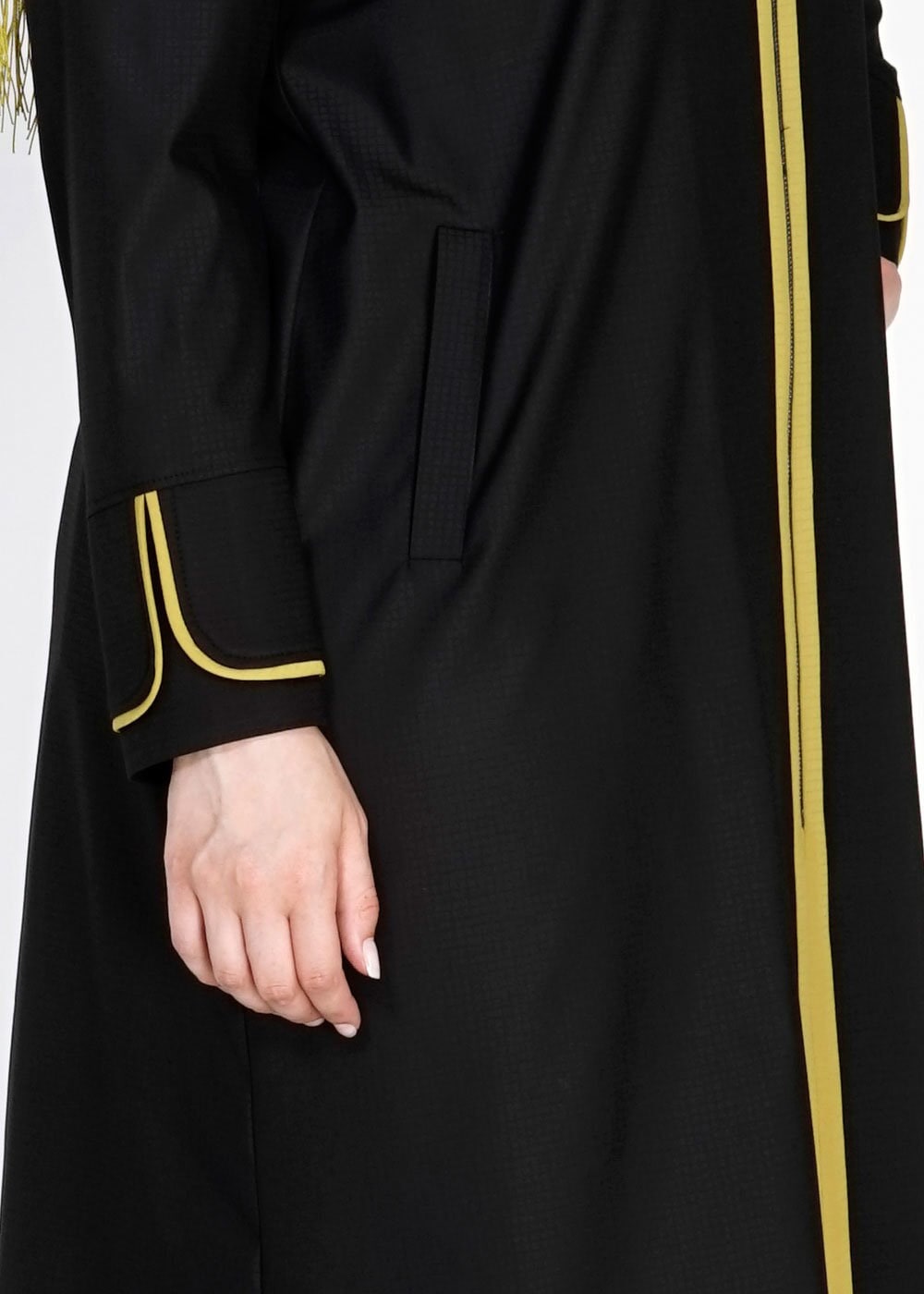 Tesettür giyim SİYAH 1586 Ekose TesettürTrench