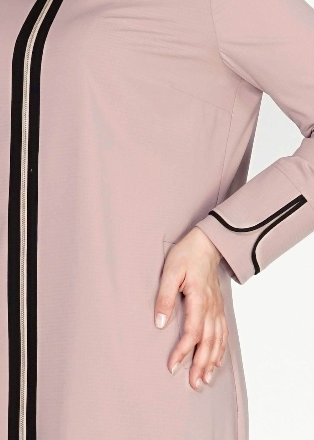 Tesettür giyim BEJ 1586 Ekose TesettürTrench