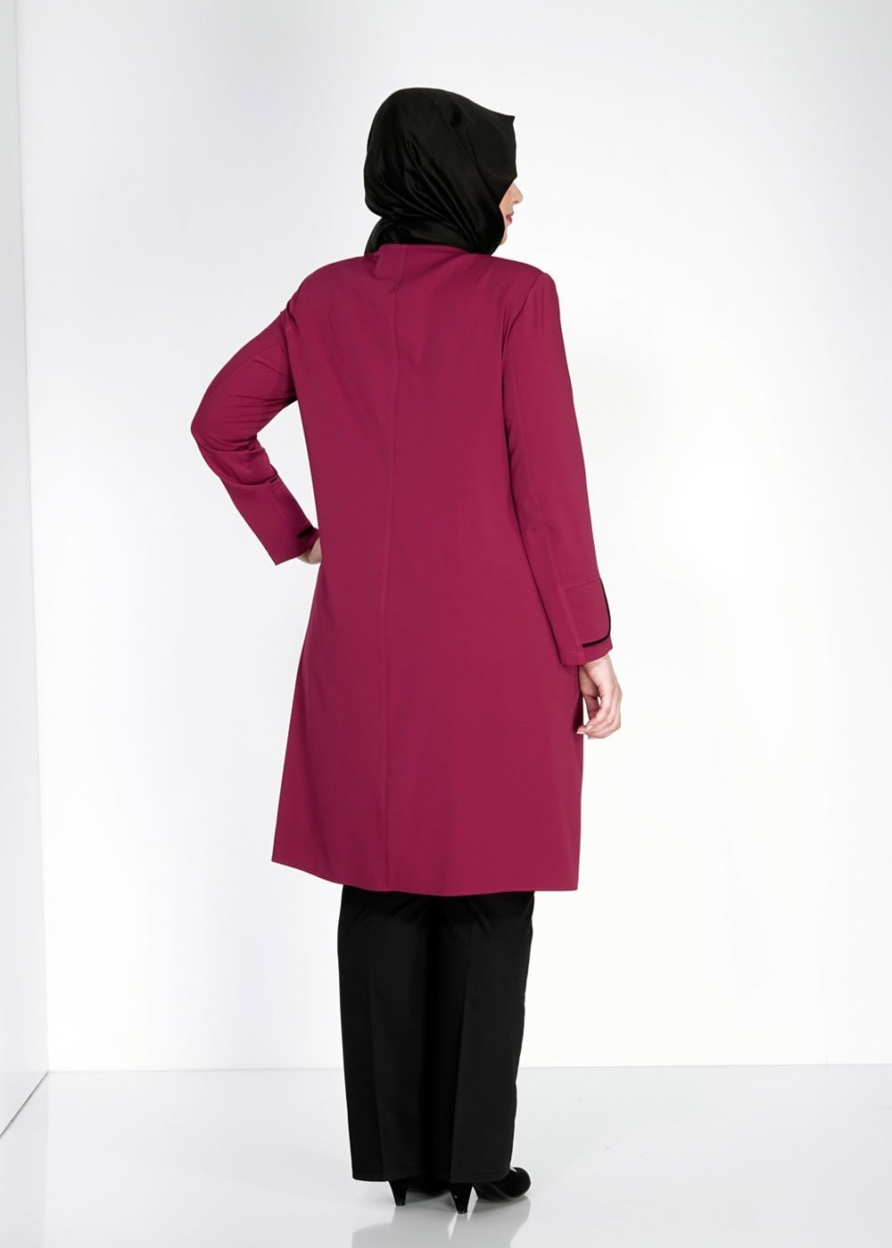 Tesettür giyim MÜRDÜM 1586 Ekose TesettürTrench