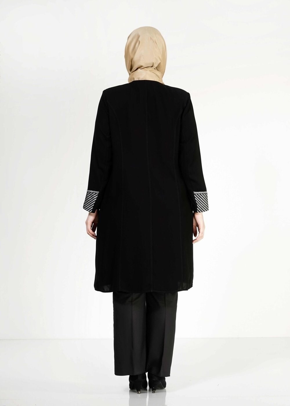 Tesettür giyim SİYAH 1587 Esma Tesettür Trench