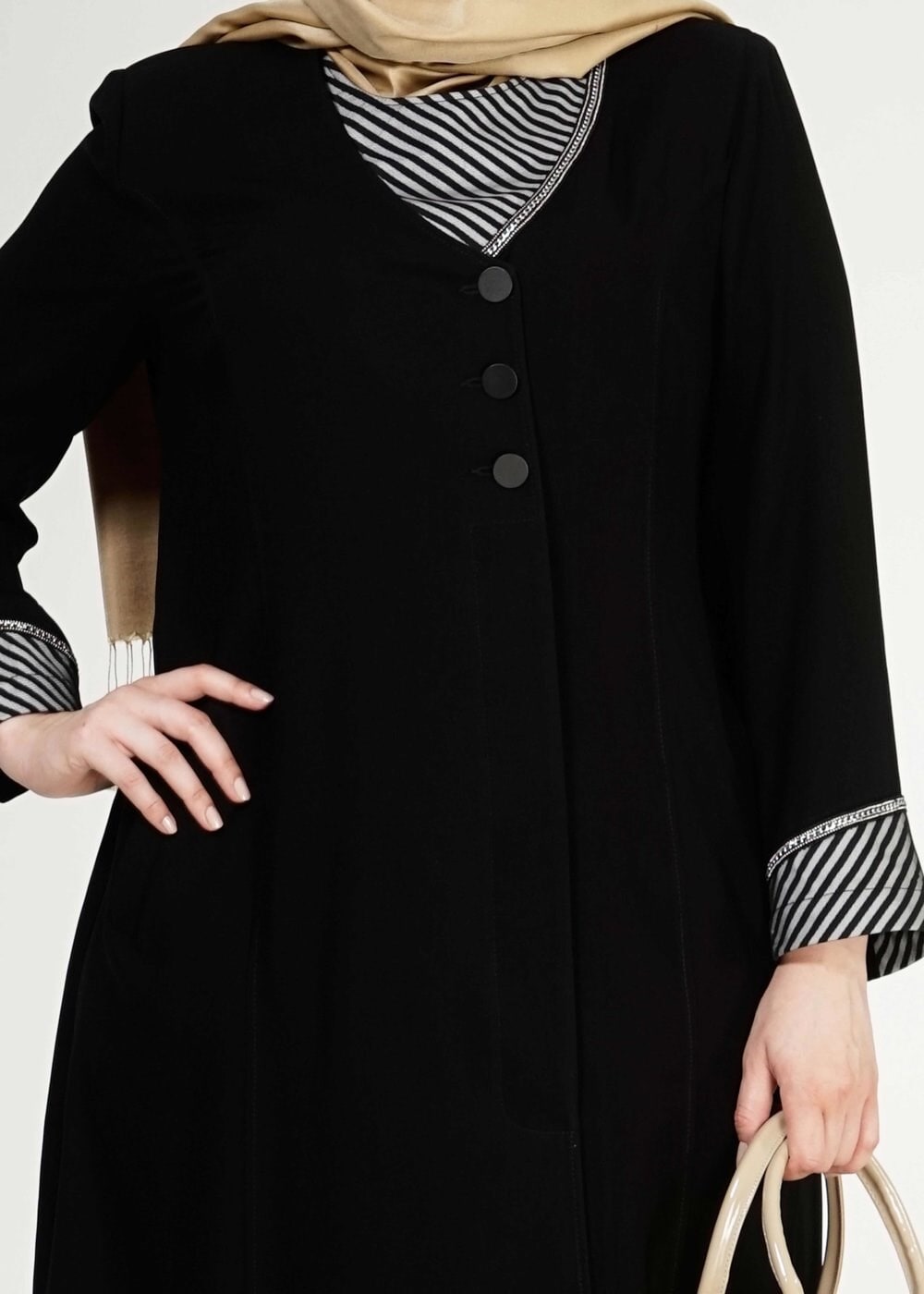 Tesettür giyim SİYAH 1587 Esma Tesettür Trench