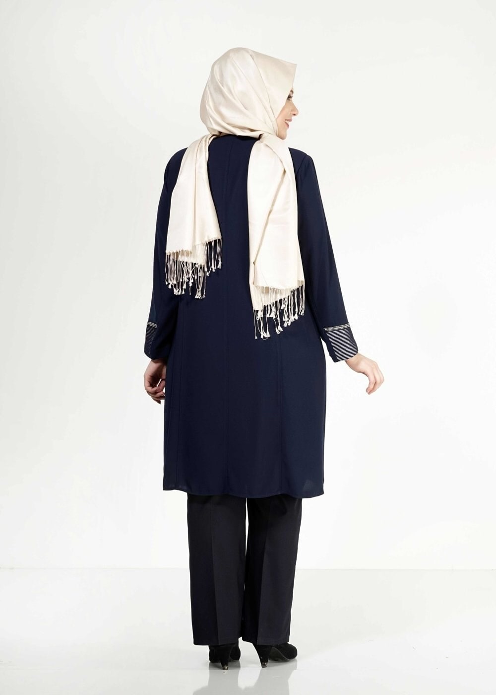 Hijab clothing NAVY BLUE 1587 Esma Tesettür Trench